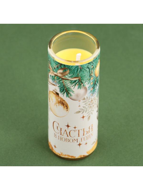 Новогодняя свеча в колбе «Счастья», миндаль, высота 8 см