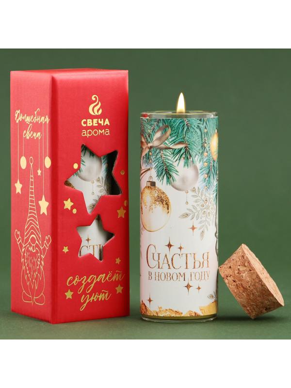 Новогодняя свеча в колбе «Счастья», миндаль, высота 8 см