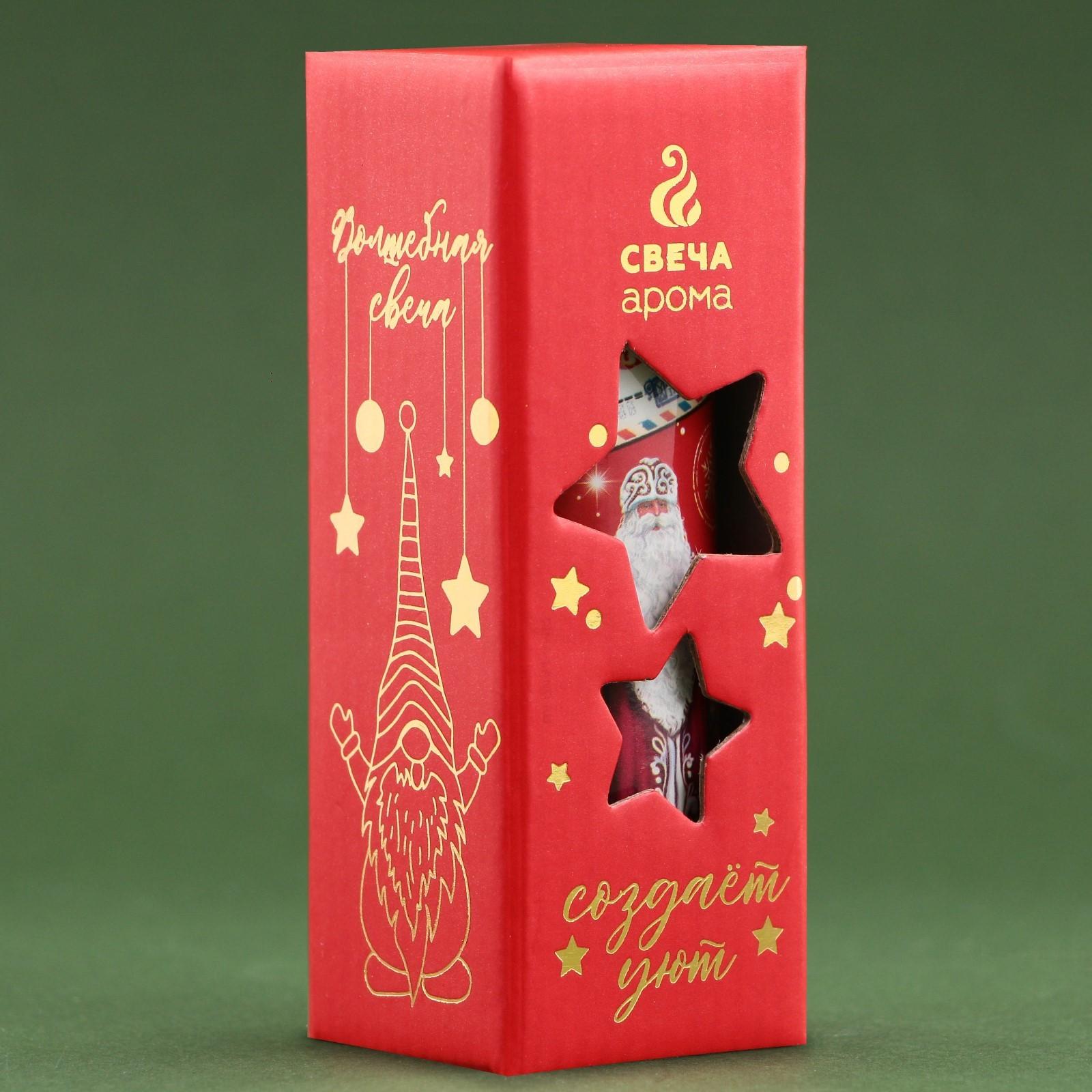 Новогодняя свеча в колбе «Дед Мороз», корица, высота 8 см