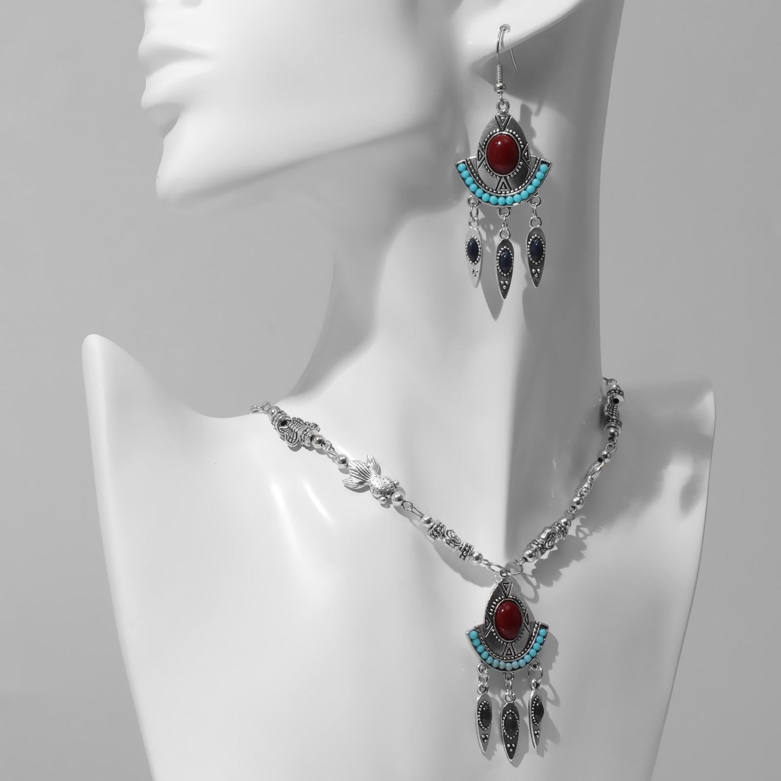 Набор 2 предмета: серьги, колье 