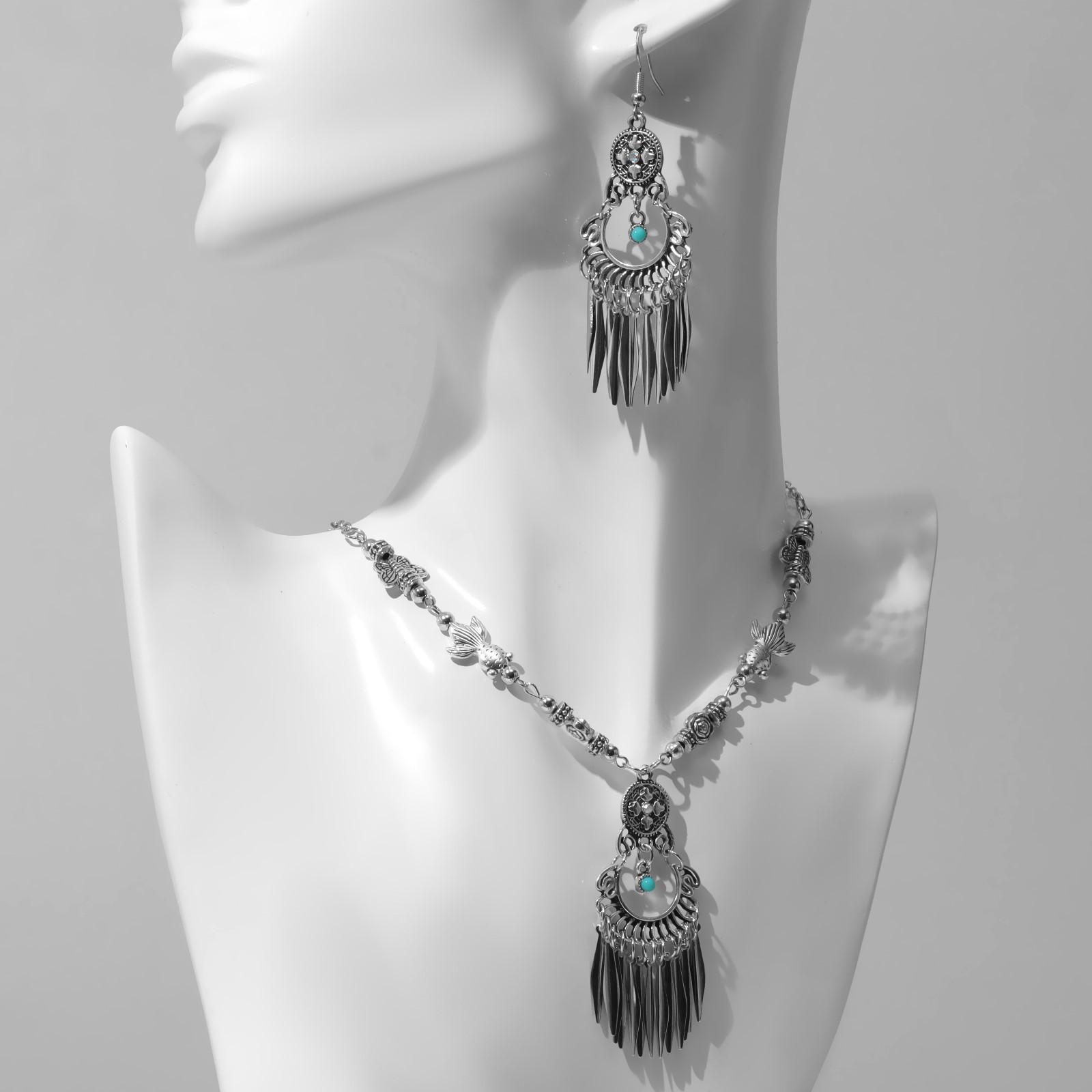 Набор 2 предмета: серьги, колье 