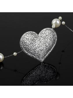 Аппликация «Сердце», 3,7 × 2,8 см, 10 шт, цвет серебряный