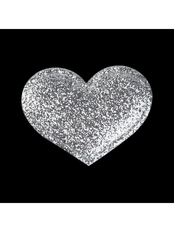 Аппликация «Сердце», 3,7 × 2,8 см, 10 шт, цвет серебряный
