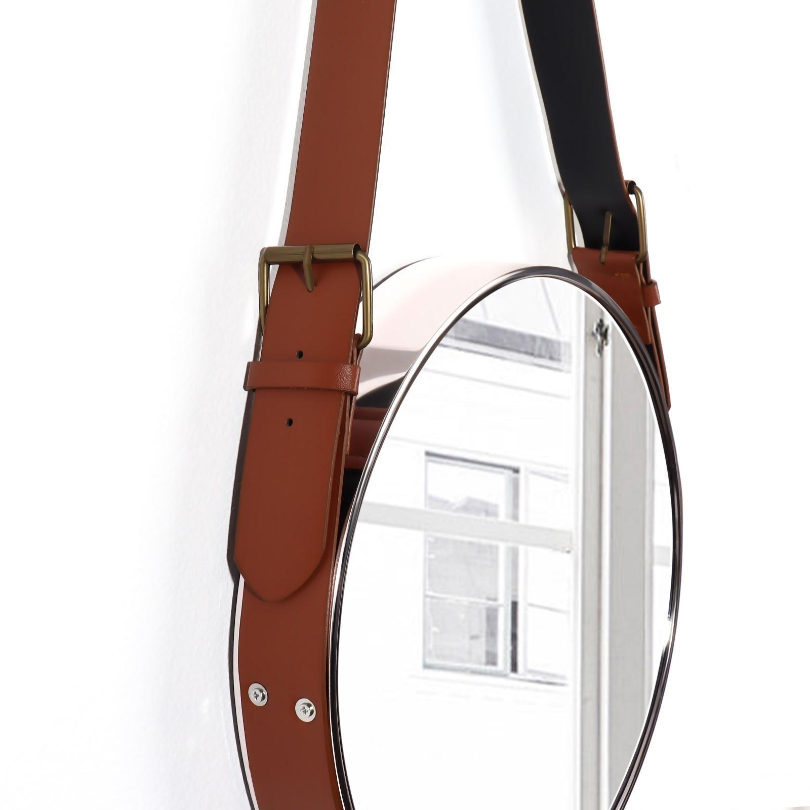 Зеркало настенное круглое «Антураж» d зеркальной поверхности 28 см, с ремешком из искусственной кожи, цвет МИКС