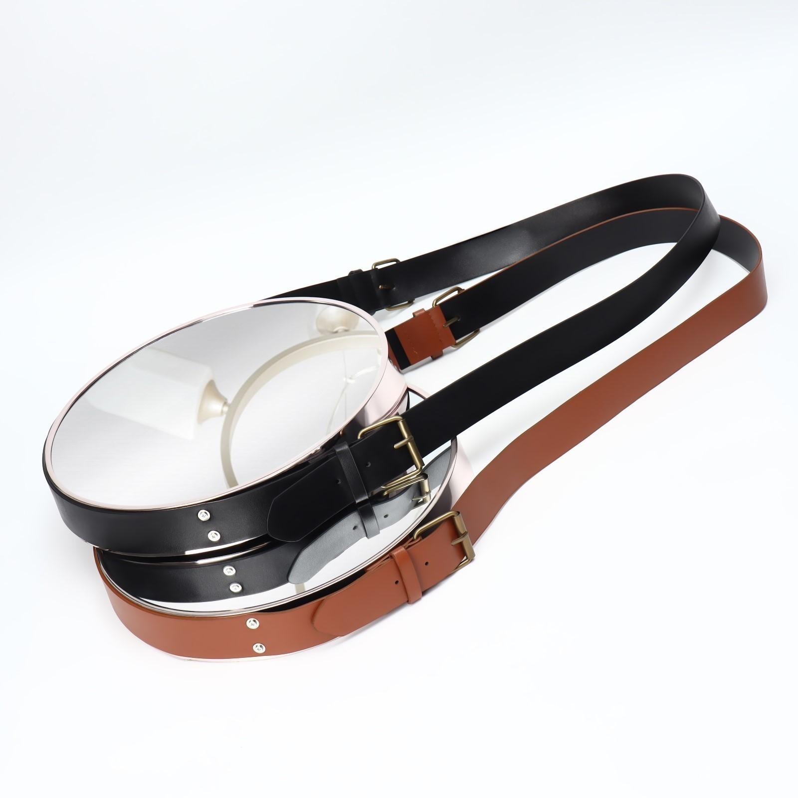 Зеркало настенное круглое «Антураж» d зеркальной поверхности 28 см, с ремешком из искусственной кожи, цвет МИКС