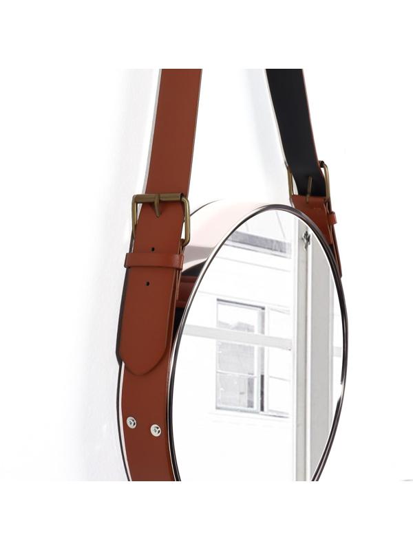 Зеркало настенное круглое «Антураж» d зеркальной поверхности 28 см, с ремешком из искусственной кожи, цвет МИКС