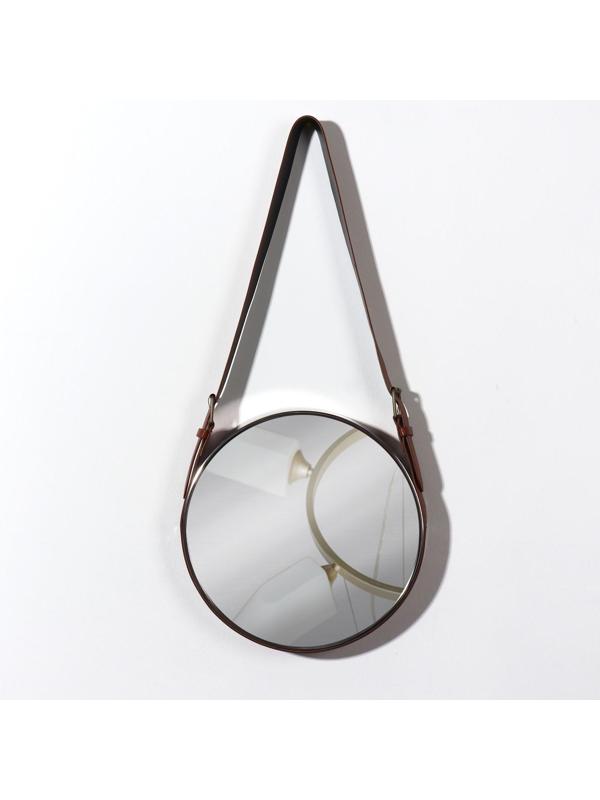 Зеркало настенное круглое «Антураж» d зеркальной поверхности 28 см, с ремешком из искусственной кожи, цвет МИКС