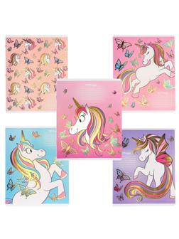 Тетрадь 24 листа, 5 видов МИКС, клетка, тиснение, Минни Маус