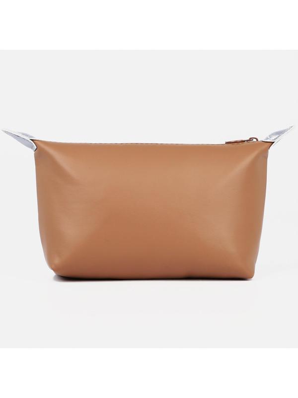 Косметичка на молнии, с подкладом, цвет коричневый