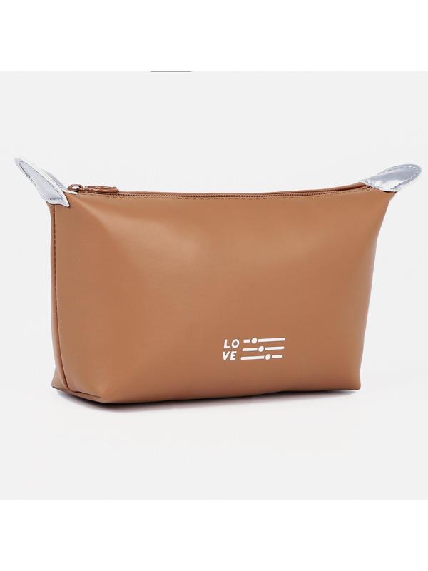 Косметичка на молнии, с подкладом, цвет коричневый