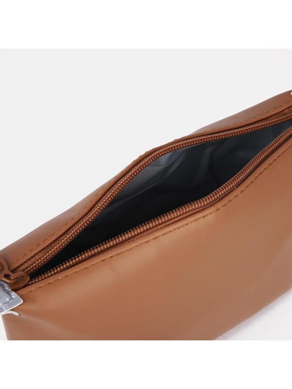 Косметичка на молнии, с подкладом, цвет коричневый