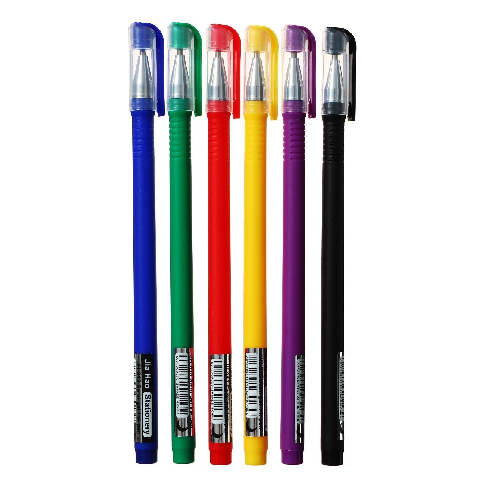 Набор шариковых ручек 6 цветов, корпус софтач, в цвет стержня, 1 мм, в блистере