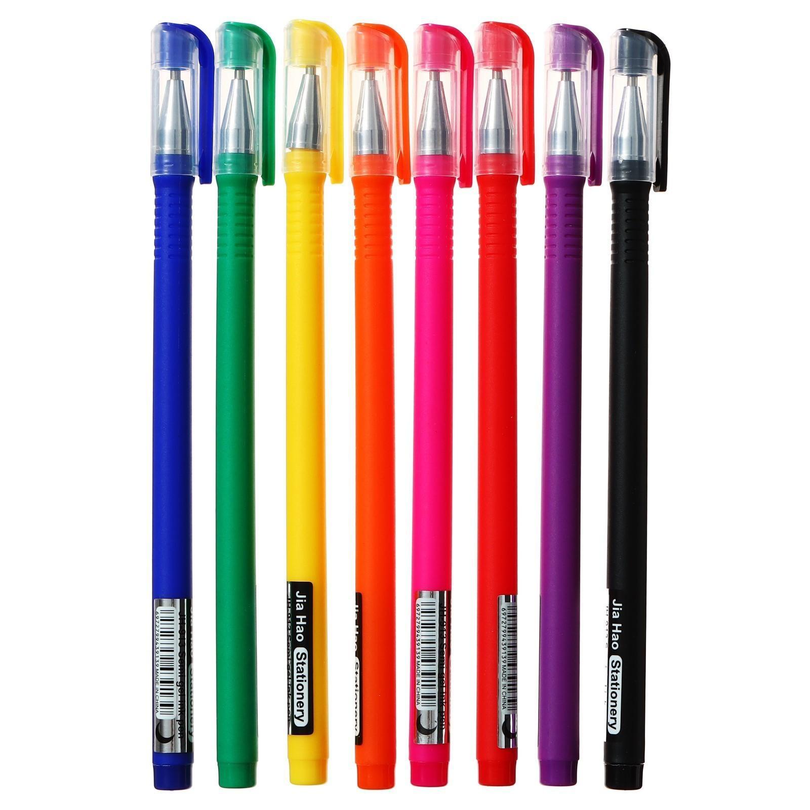 Набор шариковых ручек 8 цветов, корпус софтач, в цвет стержня, 1 мм, в блистере