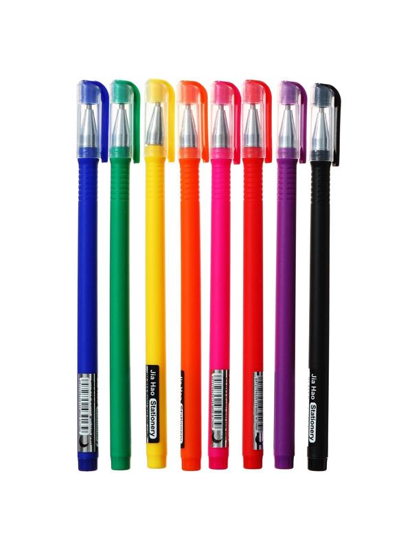 Набор шариковых ручек 8 цветов, корпус софтач, в цвет стержня, 1 мм, в блистере