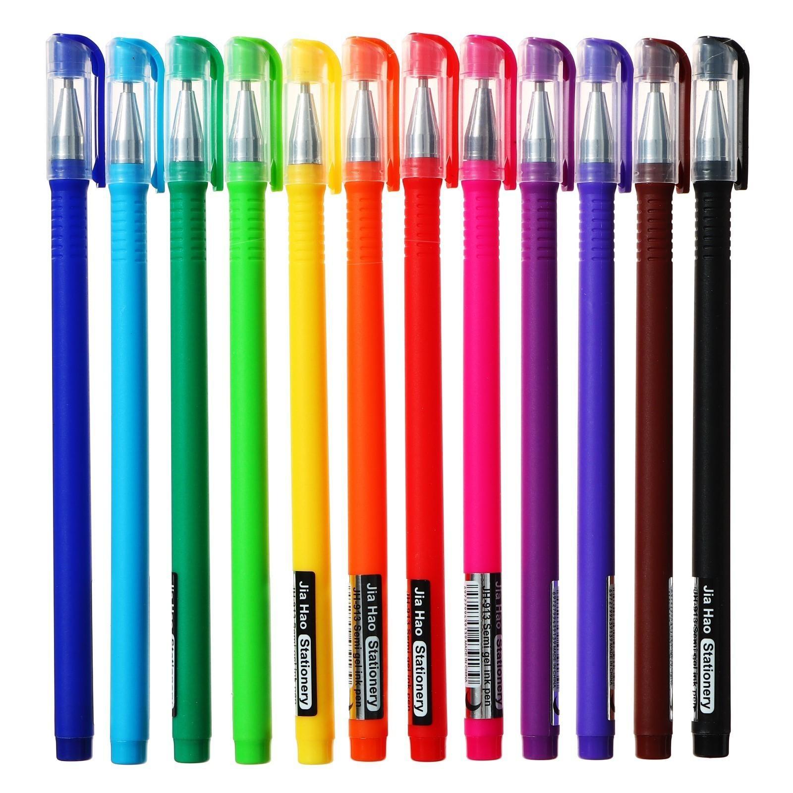 Набор шариковых ручек 12 цветов, корпус софтач, в цвет стержня, 1 мм, в блистере