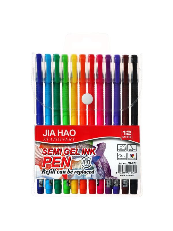 Набор шариковых ручек 12 цветов, корпус софтач, в цвет стержня, 1 мм, в блистере