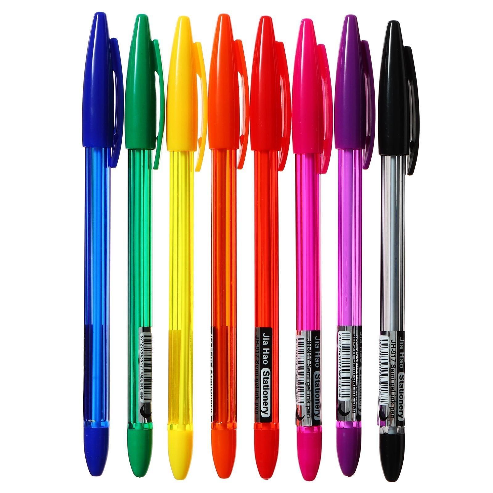 Набор шариковых ручек 8 цветов, корпус в цвет стержня, в блистере