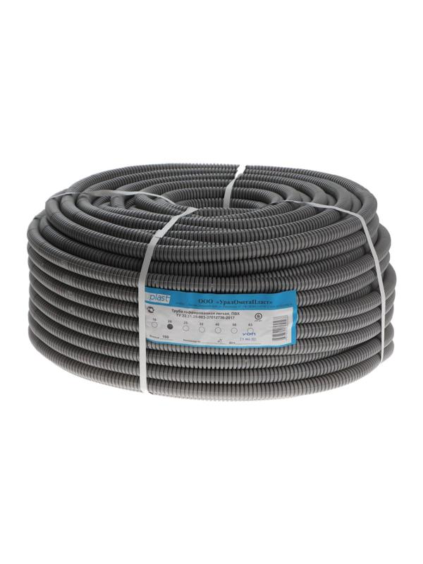 Труба гофрированная Luazon Lighting, d=20 мм, 100 м, ПВХ, с зондом, легкая