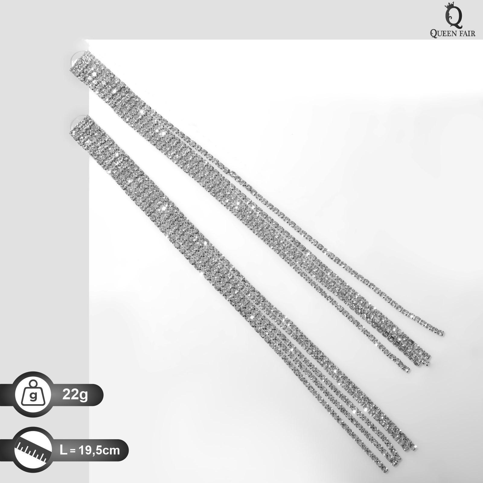 Серьги висячие со стразами 