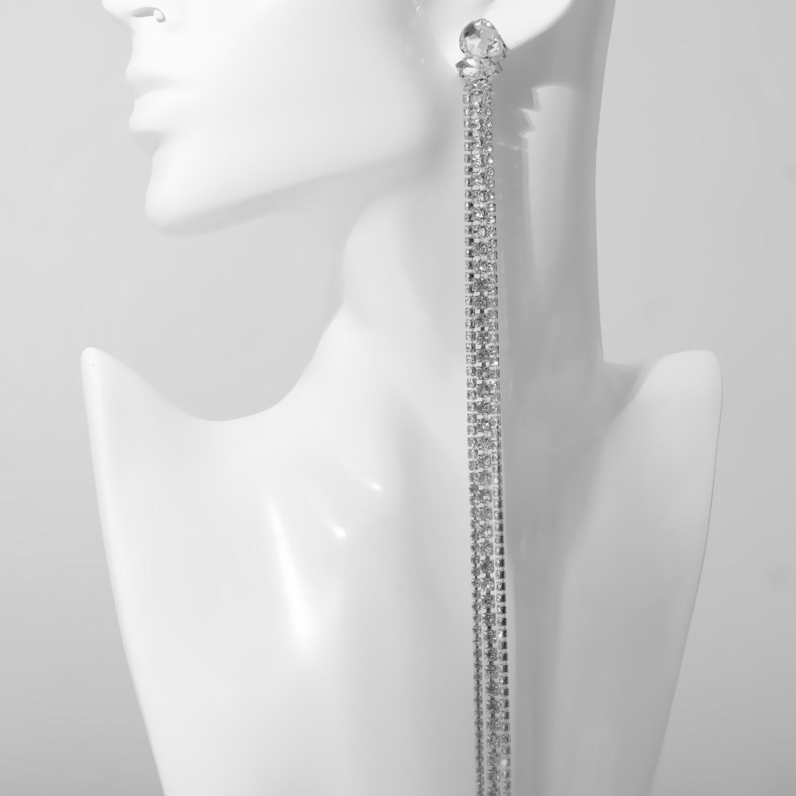 Серьги висячие со стразами 