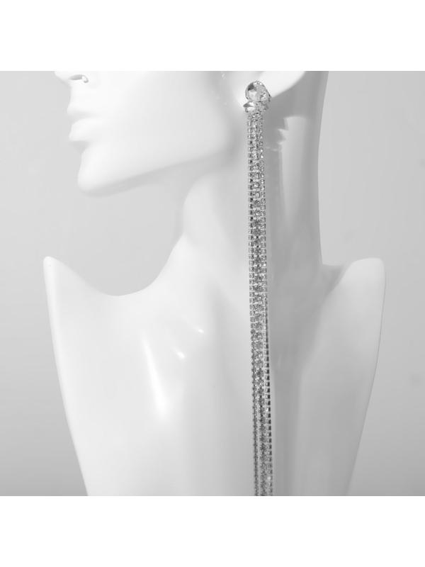 Серьги висячие со стразами 