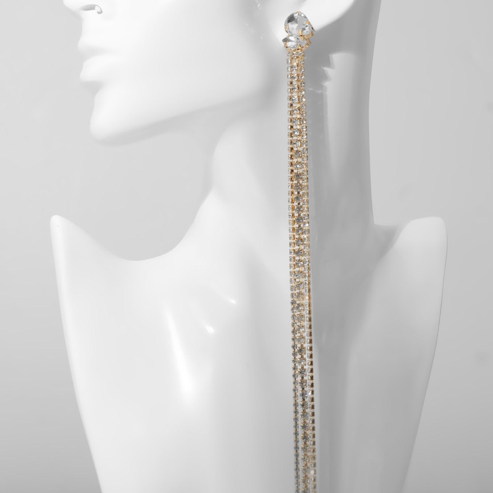 Серьги висячие со стразами 