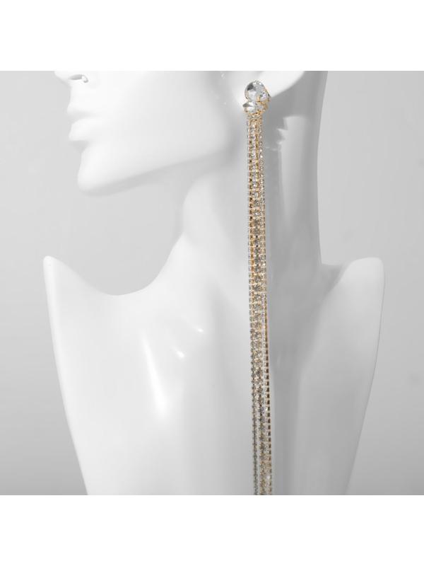 Серьги висячие со стразами 