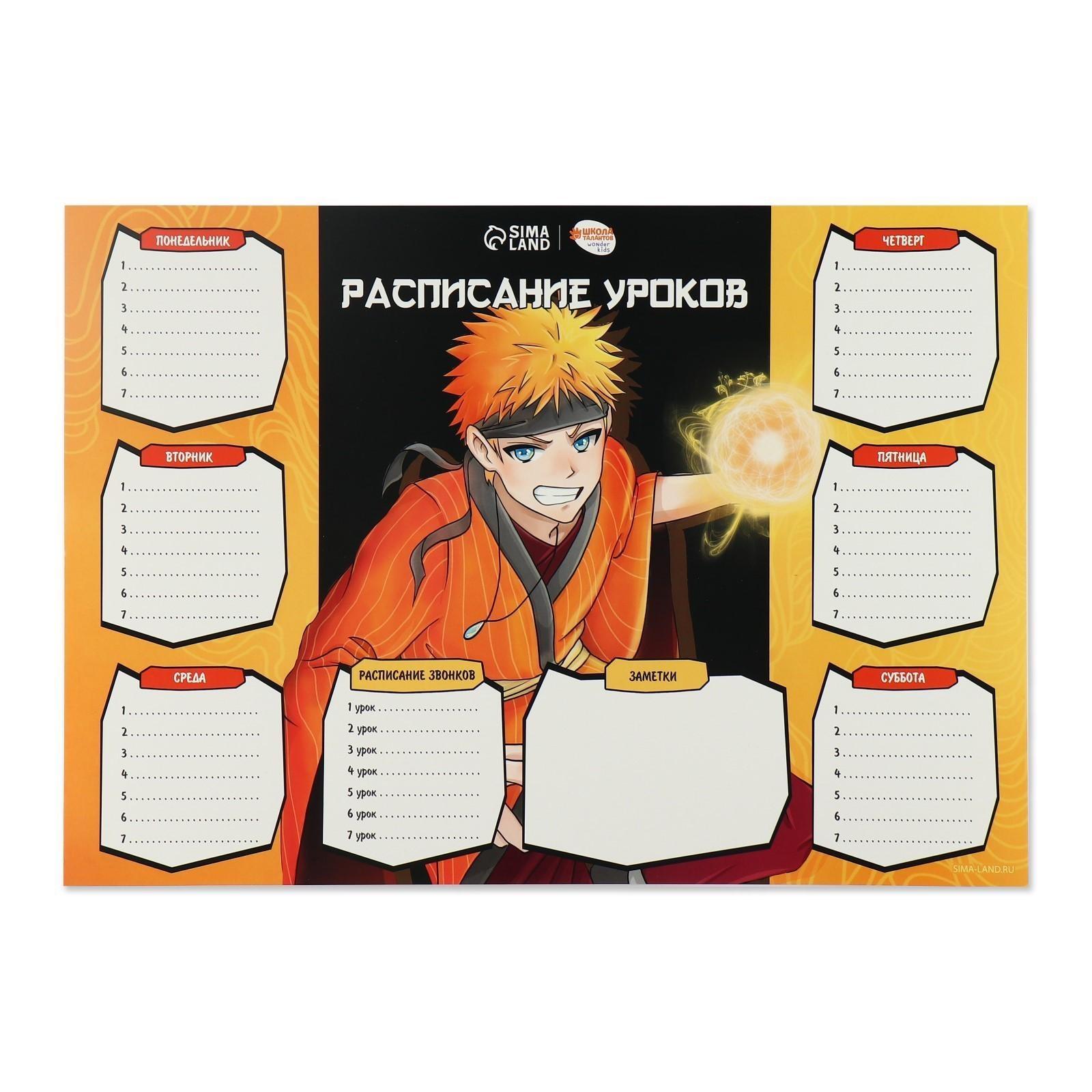 Расписание уроков «Магия ниндзи»‎ бумажное, А3
