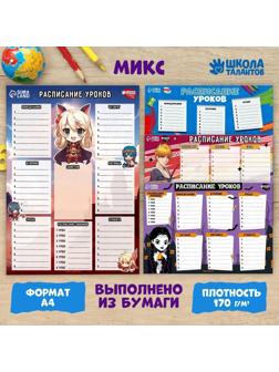 Школьное расписание «Для самых умных»‎ бумажное, А4, цвет МИКС
