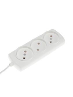 Удлинитель Luazon Lighting ECO, 3 розетки, 1.5 м, 6 А, 1300 Вт, ШВВП 2х0.5 мм2,без з/к,белый