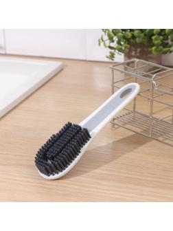 Щетка с ручкой Доляна, с дополнительной щёткой для узких мест, 19,6×5×3 см, щетина 1,6 см