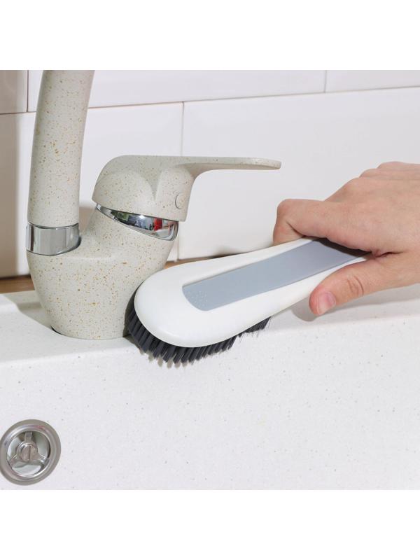 Щетка с ручкой Доляна, с дополнительной щёткой для узких мест, 19,6×5×3 см, щетина 1,6 см