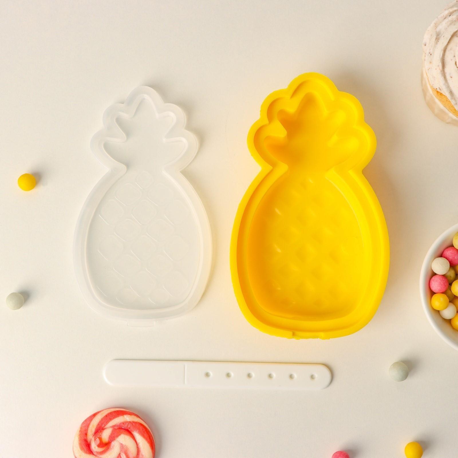 Форма для мороженого с крышкой Доляна «Ананас», 14×8,5×2,5 см, цвет жёлтый