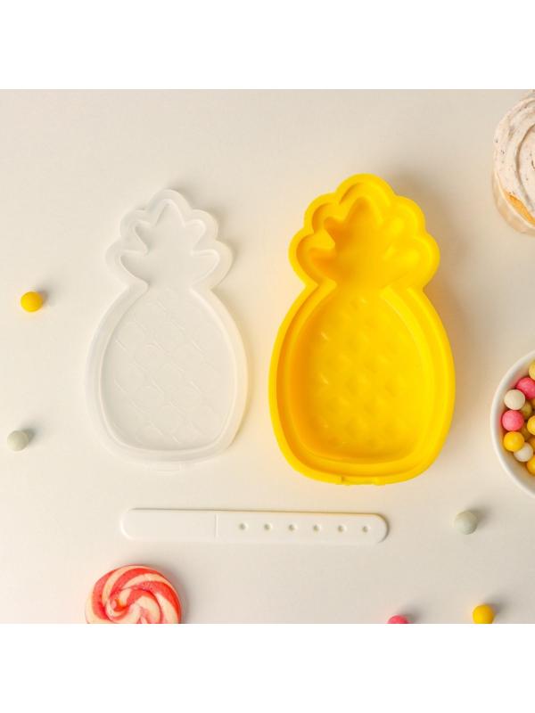 Форма для мороженого с крышкой Доляна «Ананас», 14×8,5×2,5 см, цвет жёлтый