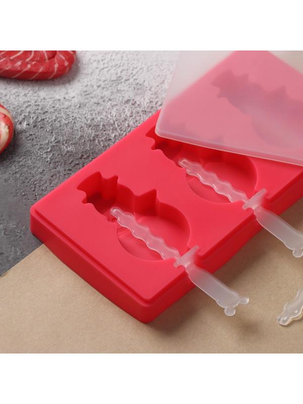 Форма для мороженого с крышкой Доляна «Снеговик», 18×9×2 см, цвет красный