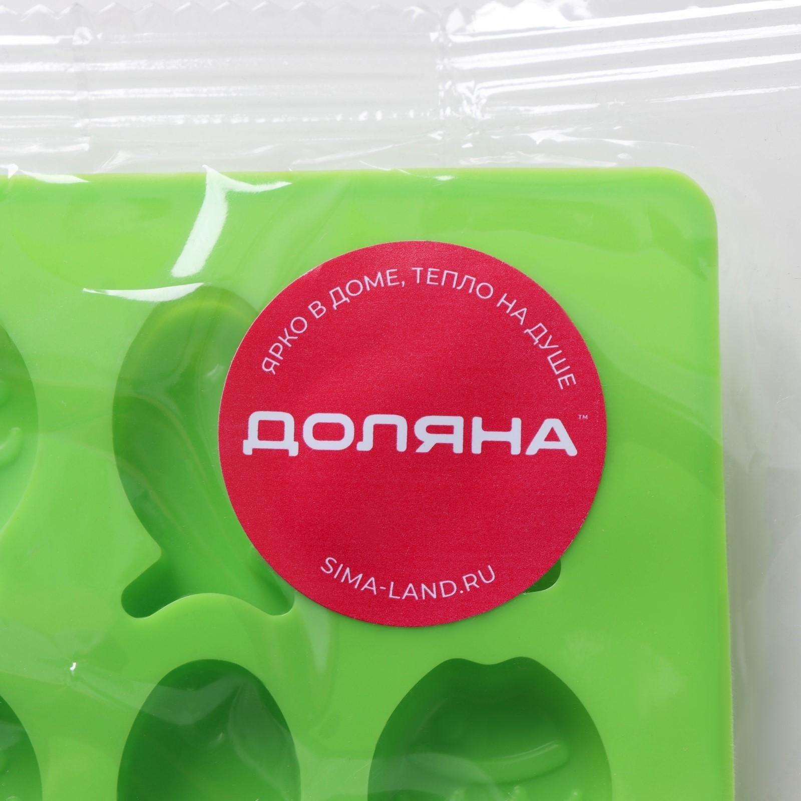 Форма силиконовая для мармелада Доляна «Рыбки», 18,5×14×1 см, 36 ячеек (2,5×1,5 см), цвет зелёный