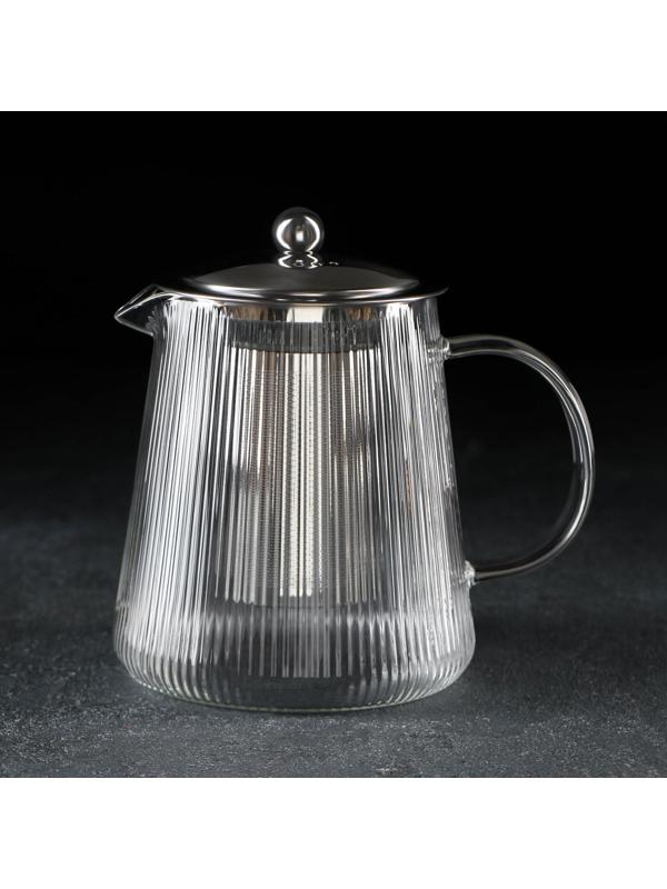 Чайник стеклянный заварочный с металлическим ситом «Грании», 1 л