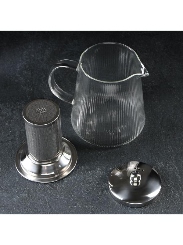 Чайник стеклянный заварочный с металлическим ситом «Грании», 1 л