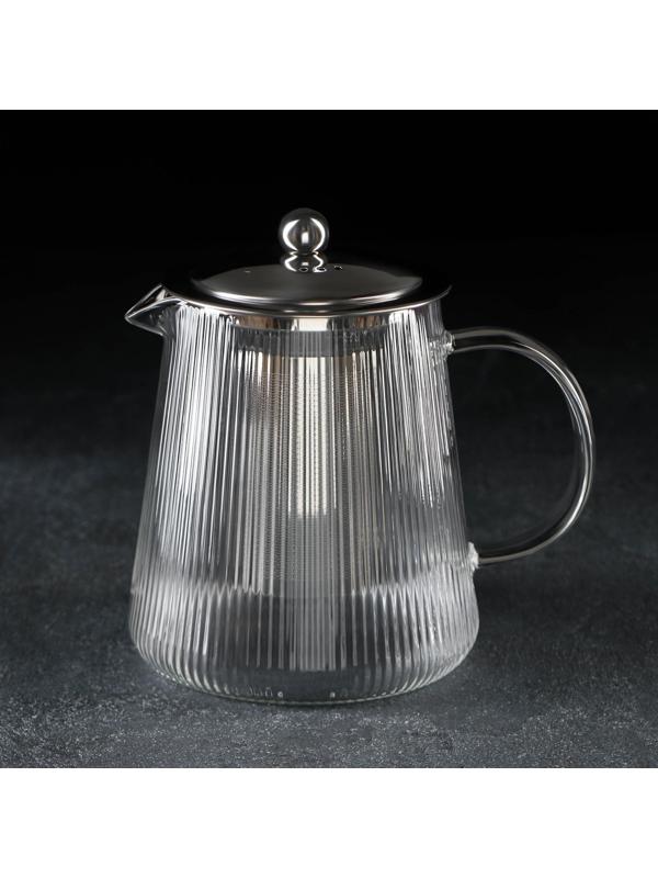 Чайник стеклянный заварочный с металлическим ситом «Грании», 1 л