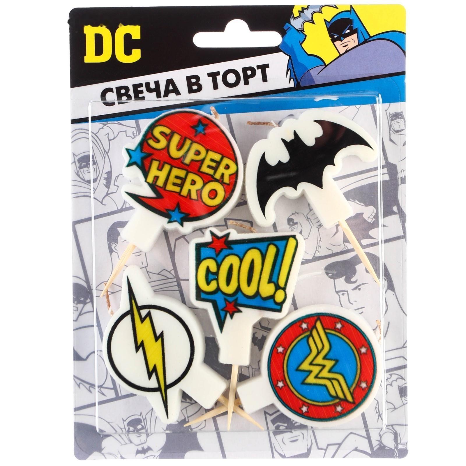 Свеча в торт набор, Супер герои, 5шт