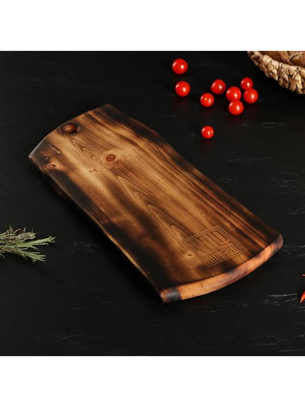Разделочная доска в обжиге Wild Kitchen «Настоящий мужик пахнет шашлыком и дымом», цельный массив кедра