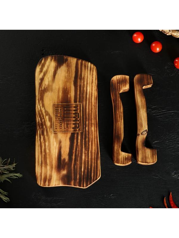 Разделочная доска для подачи на ножках в обжиге Wild Kitchen, 31×14,5×7 см, цельный массив кедра