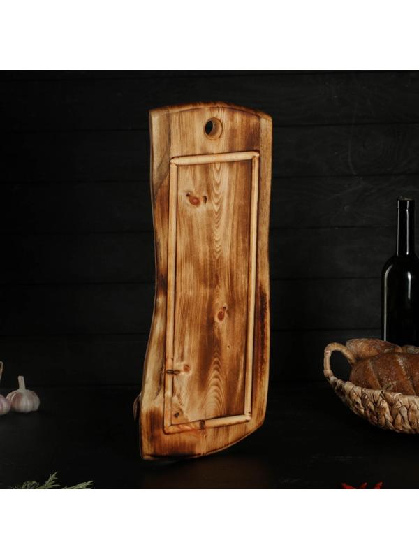 Разделочная доска в обжиге с кровостоком Wild Kitchen, 50×20-25×2,5 см, цельный массив кедра