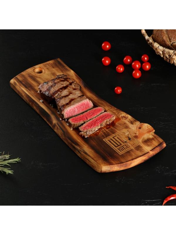 Разделочная доска в обжиге с кровостоком Wild Kitchen, 50×20-25×2,5 см, цельный массив кедра