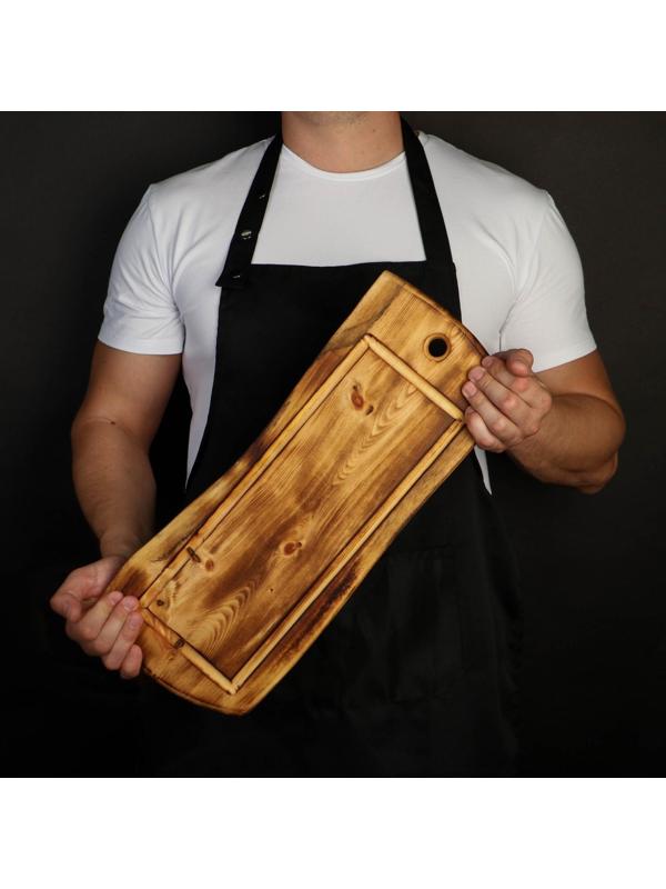 Разделочная доска в обжиге с кровостоком Wild Kitchen, 50×20-25×2,5 см, цельный массив кедра