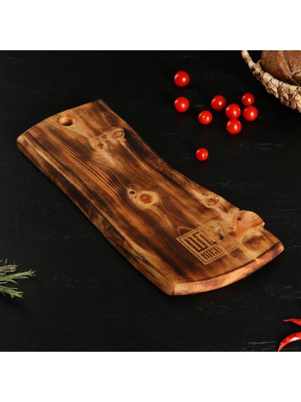 Разделочная доска в обжиге с кровостоком Wild Kitchen, 50×20-25×2,5 см, цельный массив кедра