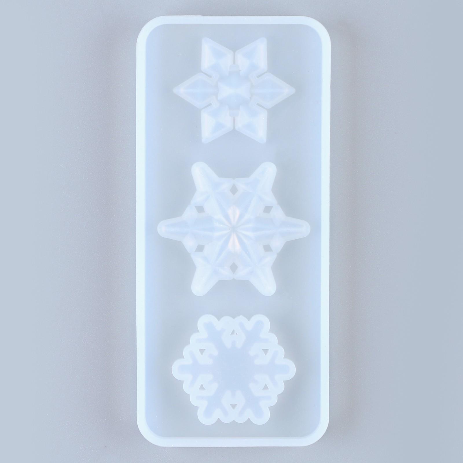 Форма силиконовая для эпоксидной смолы «Снежинка» 3 в 1, размер: от 2,4 до 9 см