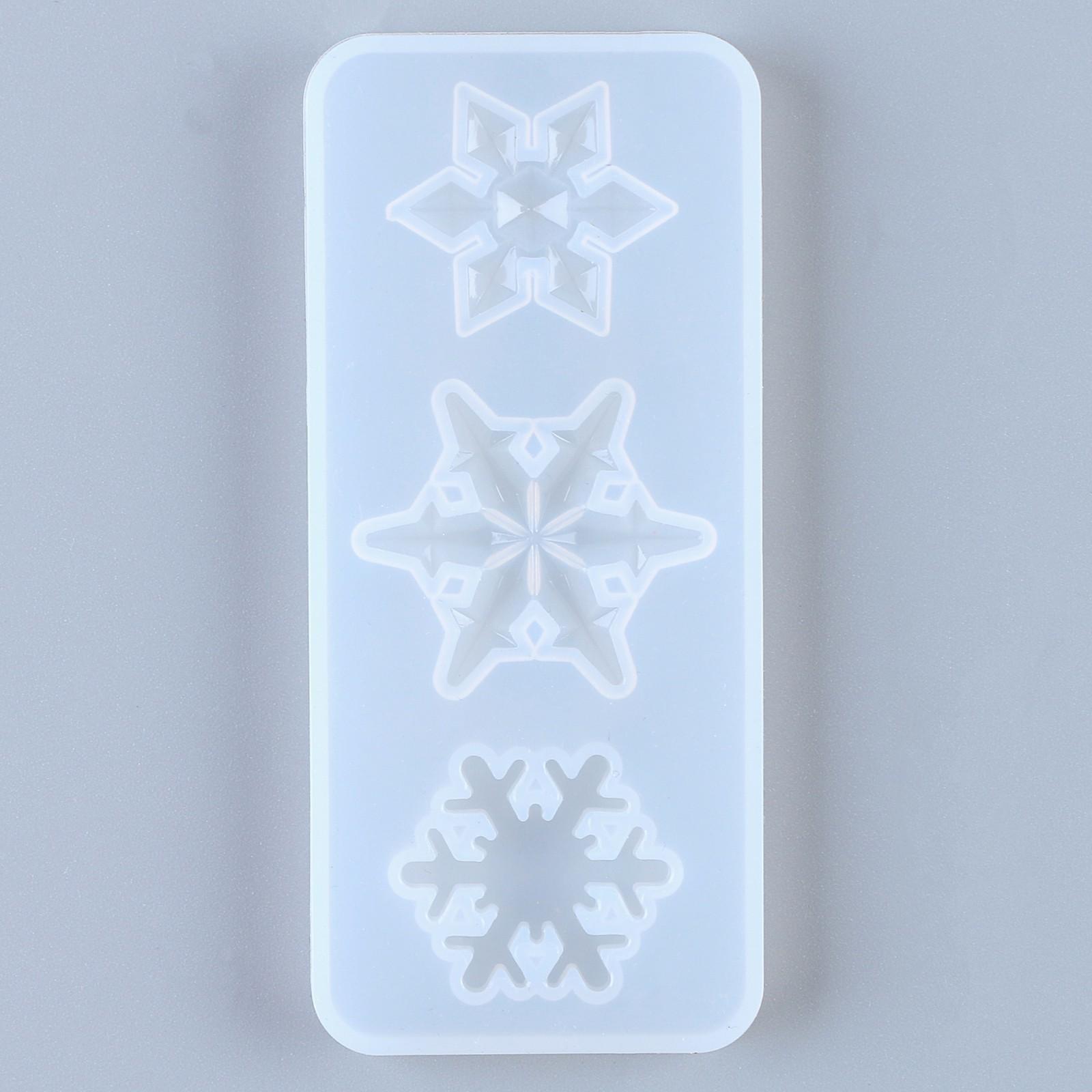 Форма силиконовая для эпоксидной смолы «Снежинка» 3 в 1, размер: от 2,4 до 9 см