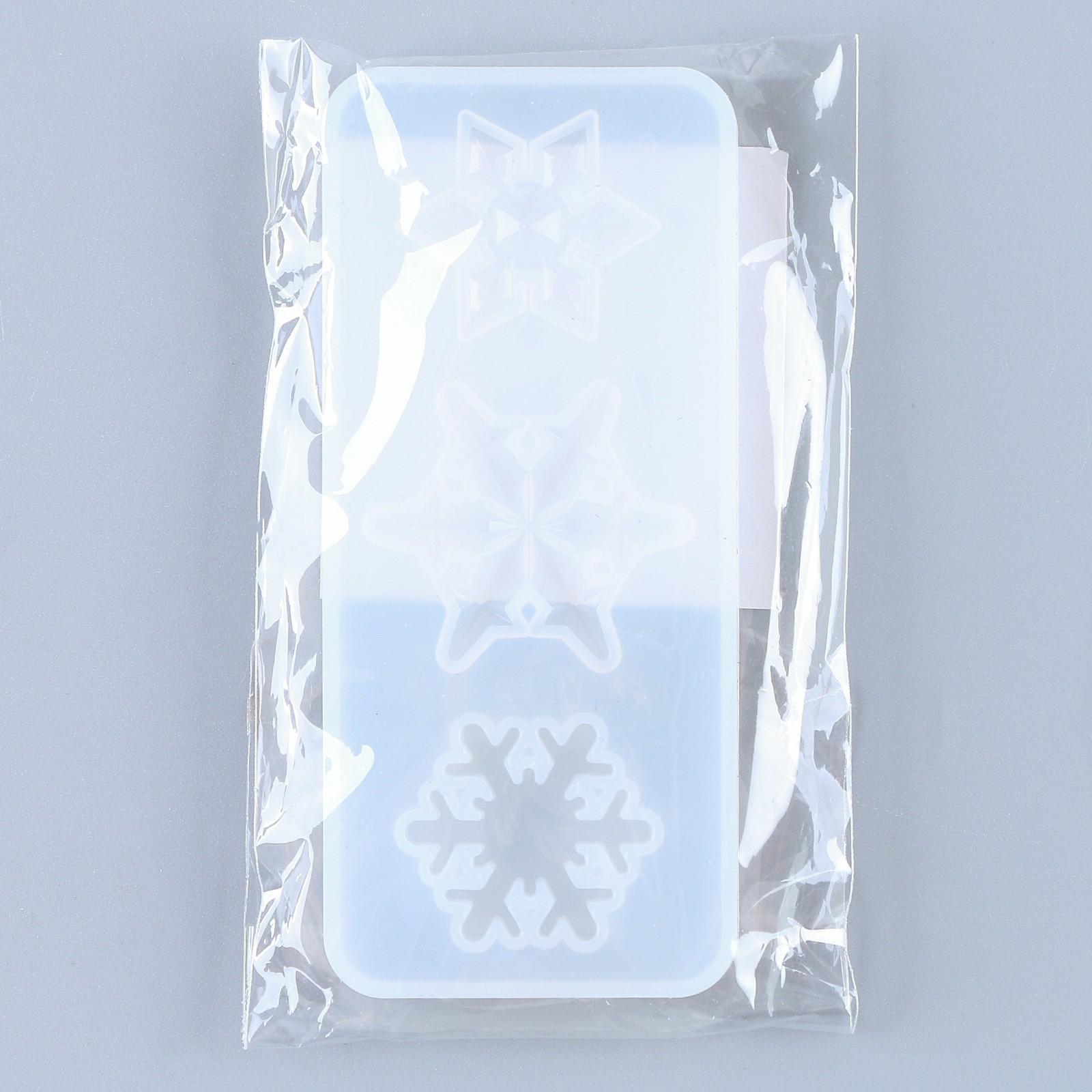 Форма силиконовая для эпоксидной смолы «Снежинка» 3 в 1, размер: от 2,4 до 9 см