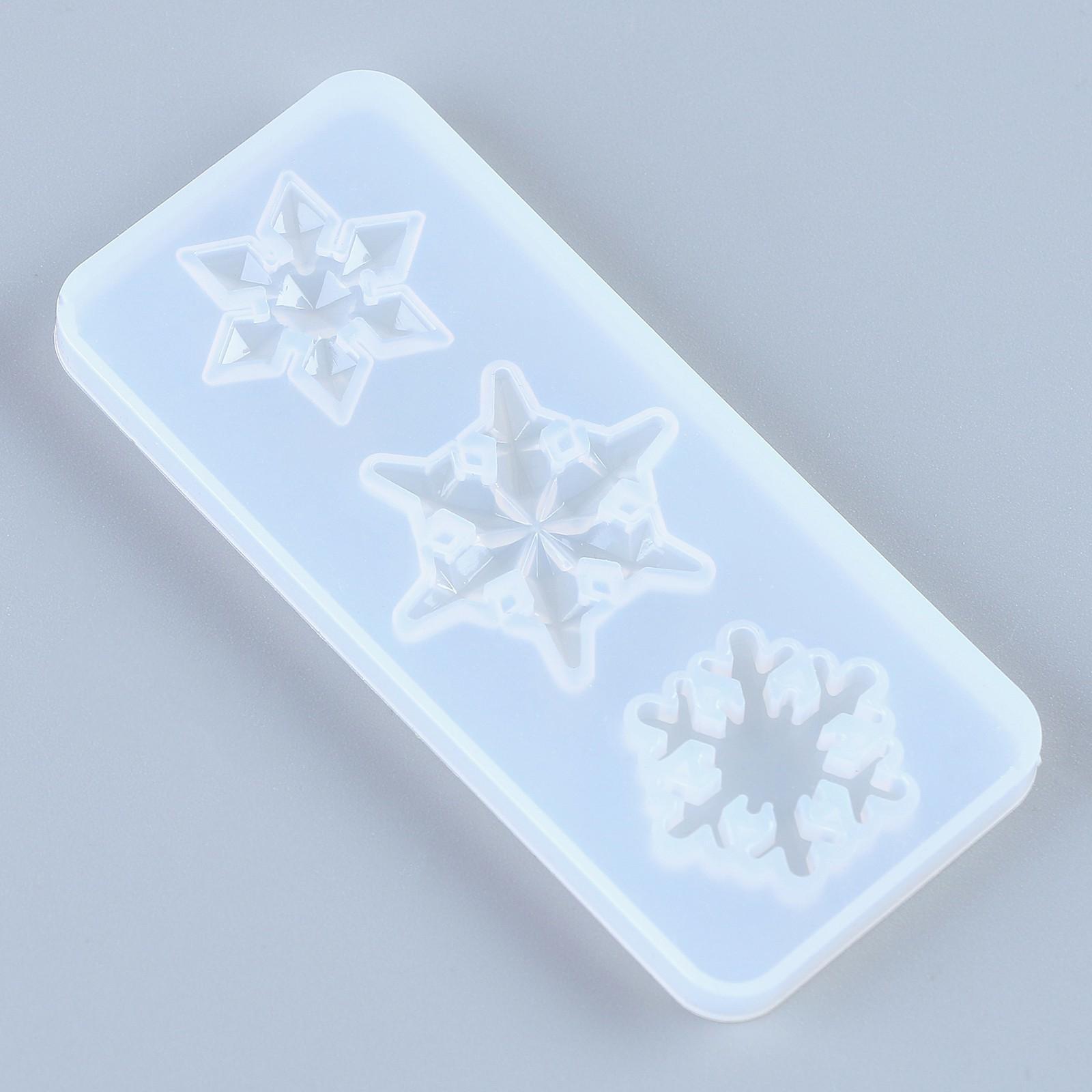 Форма силиконовая для эпоксидной смолы «Снежинка» 3 в 1, размер: от 2,4 до 9 см